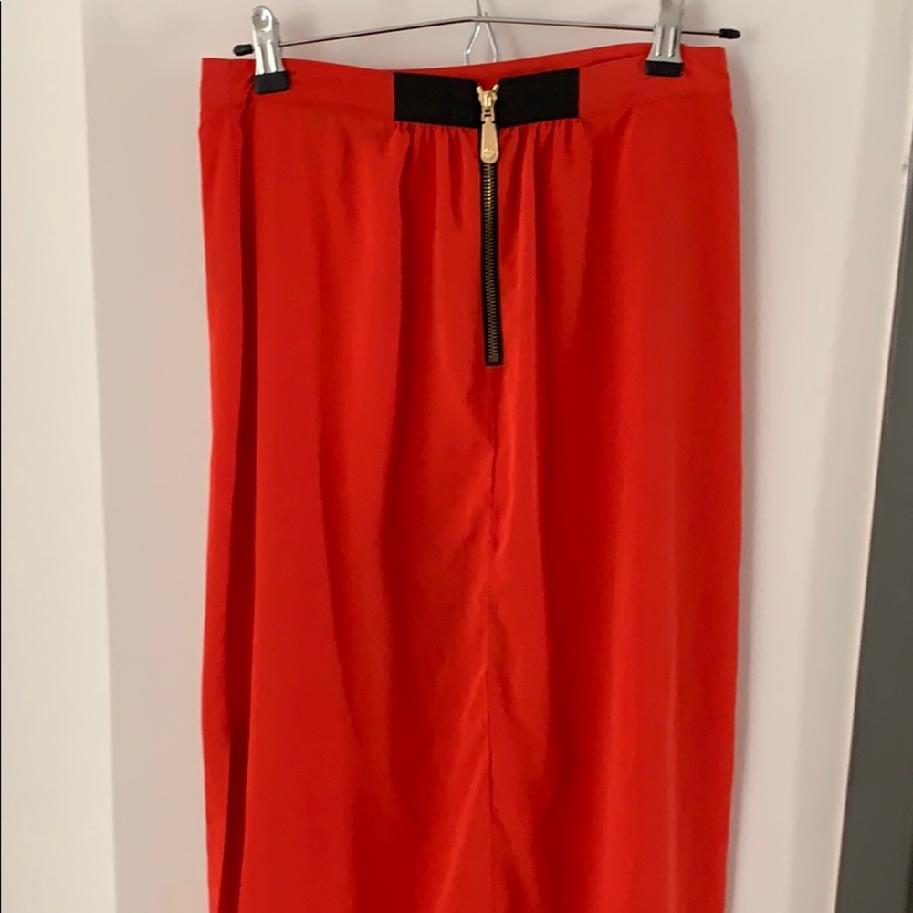 Orange silk Vince Camuto skirt with slit